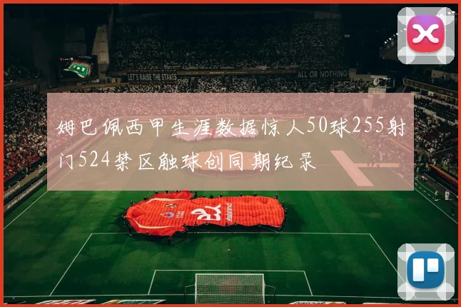 姆巴佩西甲生涯数据惊人50球255射门524禁区触球创同期纪录